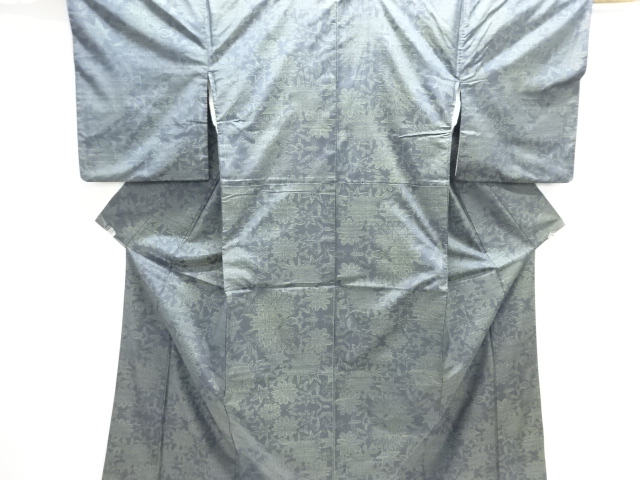 JAPANESE KIMONO / DORO OSHIMA TSUMUGI / WOVEN FLORAL PLANTS